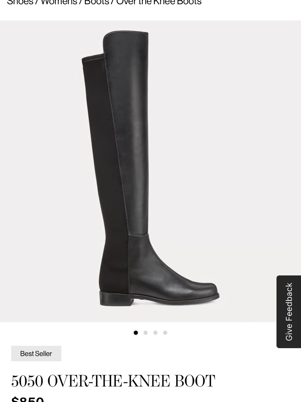 Stuart Weitzman Black Over-the-Knee Stretch Leather Boots